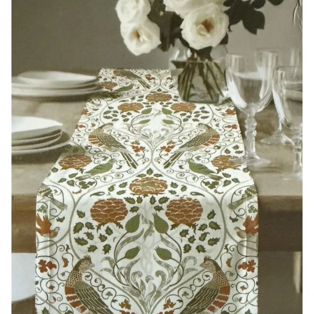 Morris & Co Seasons By May Table Runner Bird Flower Floral Reversible 16x90